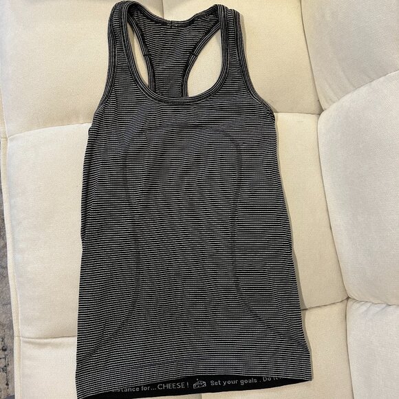 Lululemon Swiftly Tech Racerback - Black and White Striped - Picture 1 of 5